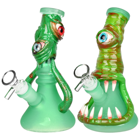 Bleary Eyed Beastie 3D Painted Beaker Water Pipe - 7.5"