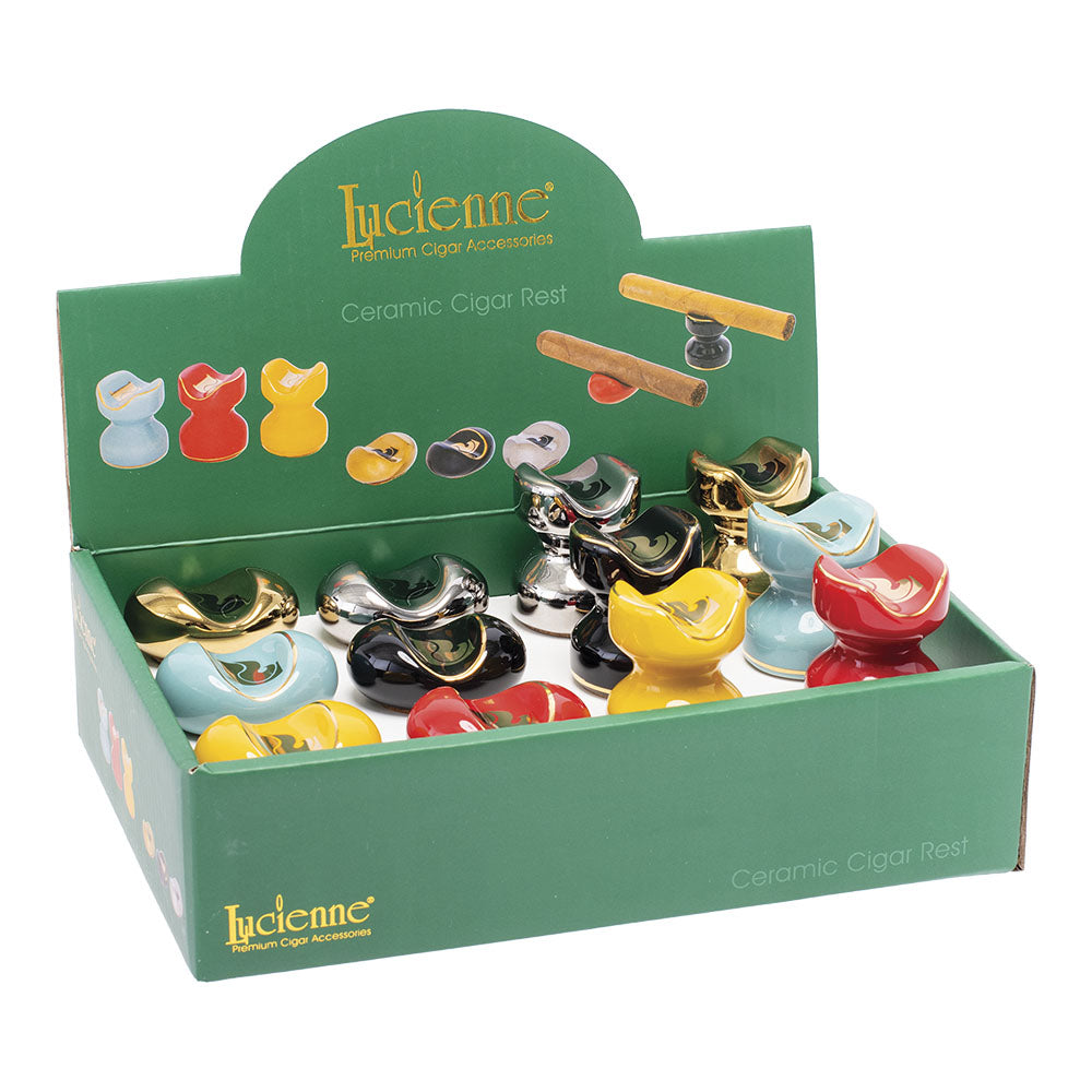 Lucienne Ceramic Cigar Rest – Assorted Colors & Styles 12pcs