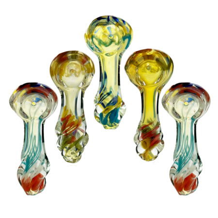 Twisted Silver Fume Glass Hand Pipe - 2.5 Inch