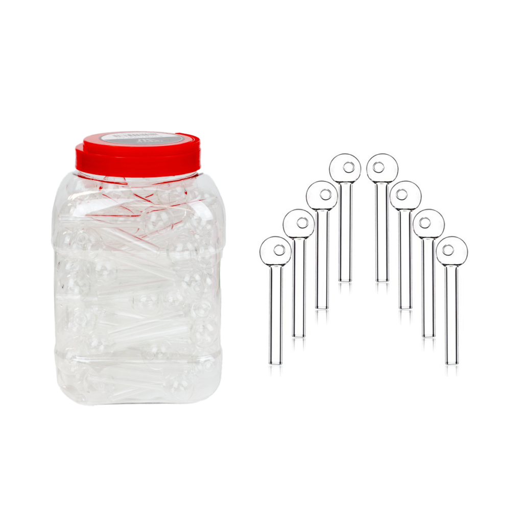 Bulk 4-Inch Heavy Clear Oil Burner Pack (90 Pcs)