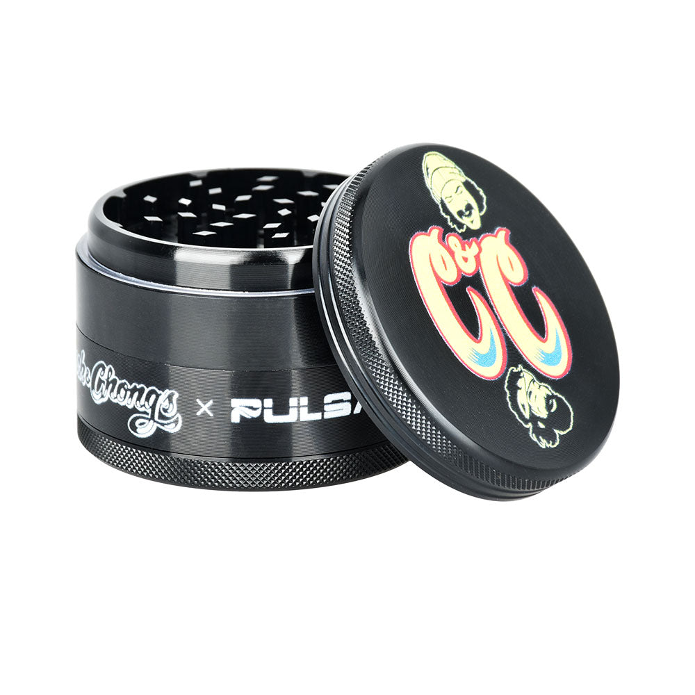 Cheech & Chong’s™ x Pulsar Black Metal Grinder | 4pc | 2.5″