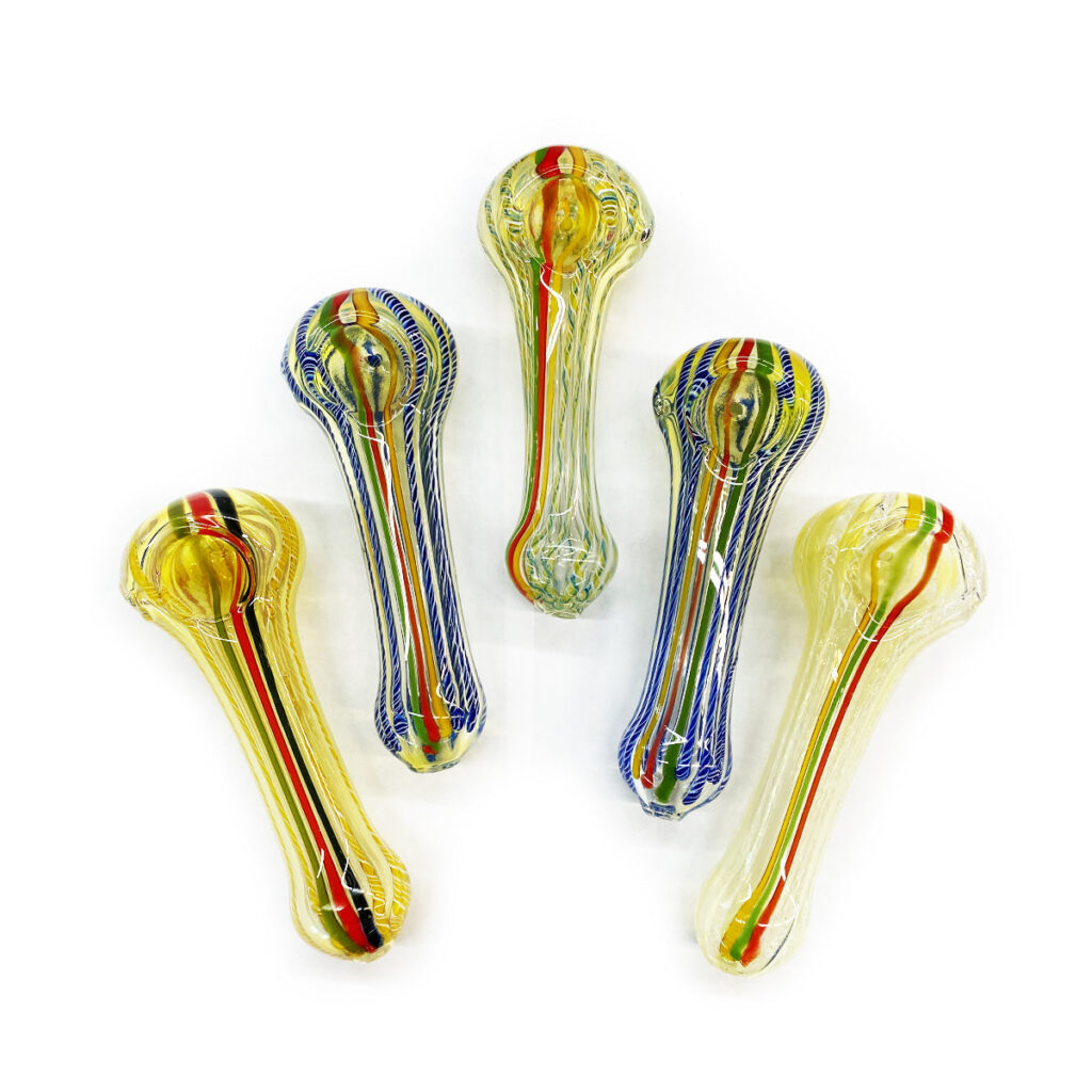 Silver Fume Rasta Line Glass Hand Pipe