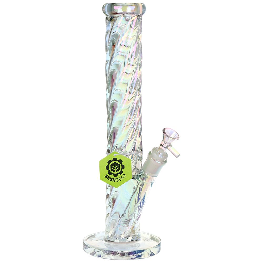 SeshGear Twist Straight Tube Glass Water Pipe – 13.75″ / 14mm F