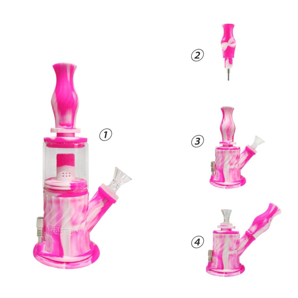 4-in-1 Silicone Glass Water Pipe with Double Percolator for Smooth Smoke - Image 7