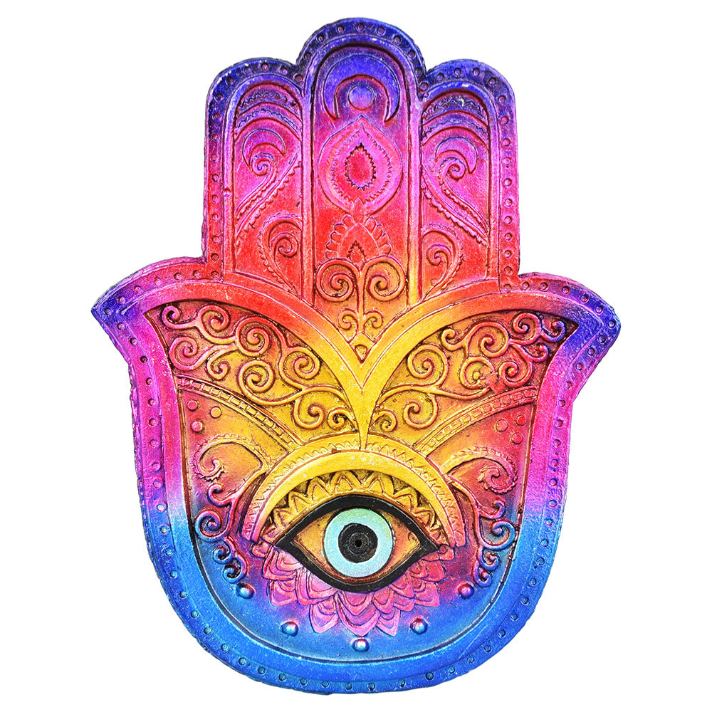 Jewel-Tone Ombre Hamsa Incense Burner – 5″x6″