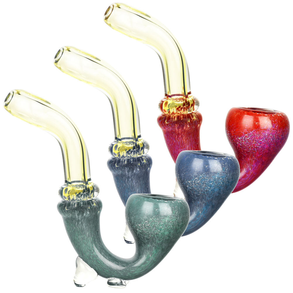 Fritted Flow Stand-up Glass Sherlock Pipe – 5″ / Colors Vary