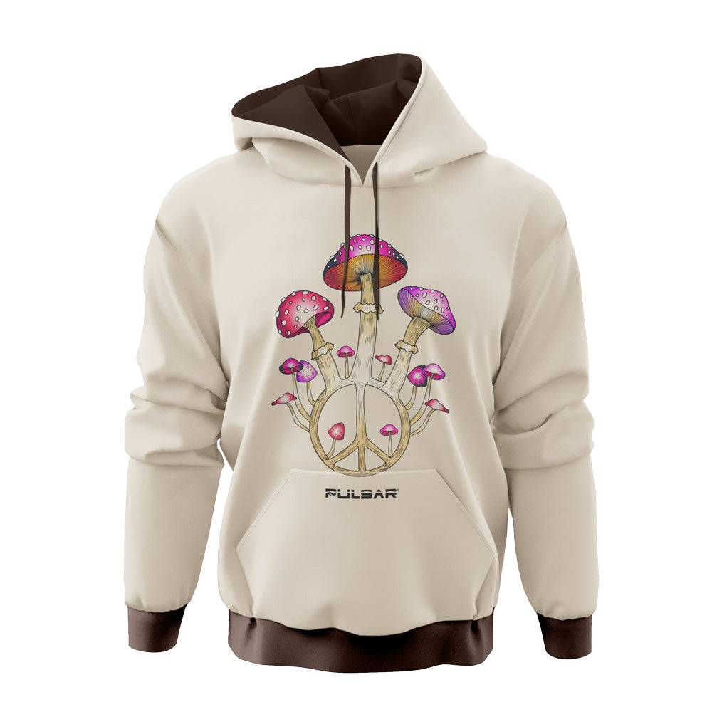 Pulsar Peace & Shrooms Hoodie – Khaki