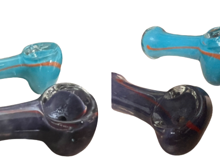 2.5” Small Striped Frit Design Glass Hand Pipe Color May Vary (1 Pc)