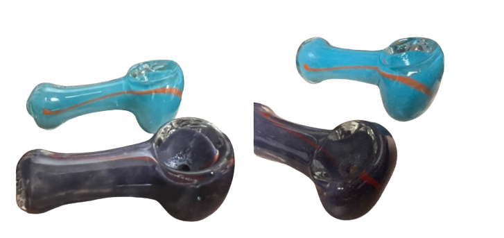 2.5” Small Striped Frit Design Glass Hand Pipe Color May Vary (1 Pc)