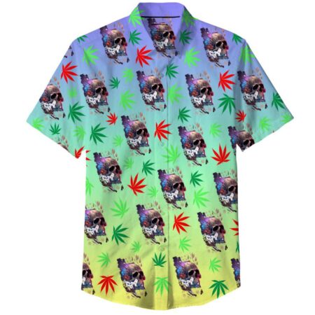 Skull Leaf Graphic Polyester Shirt Set