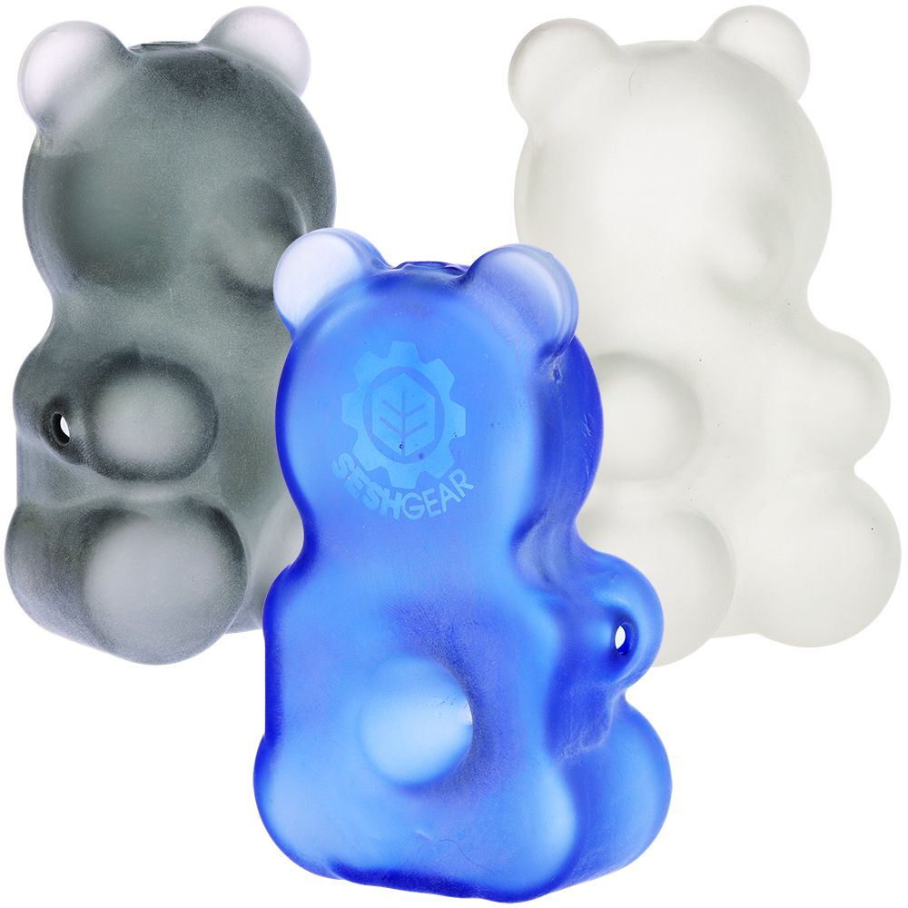 3CT BUNDLE – SeshGear Gummy Bear Glass Hand Pipe – 3.5″ / Assorted Colors