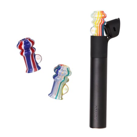 Pulsar Rainbow w/ Opal Glass Mouthpiece Attachment for Puffco Pivot w/ Display Stand – Colors Vary