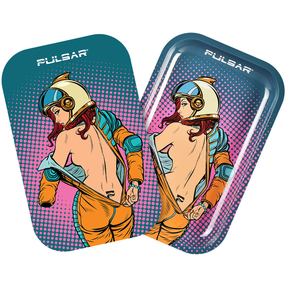 Pulsar Metal Rolling Tray w/ Lid – 11″x7″ / Zero-G Strip Glow