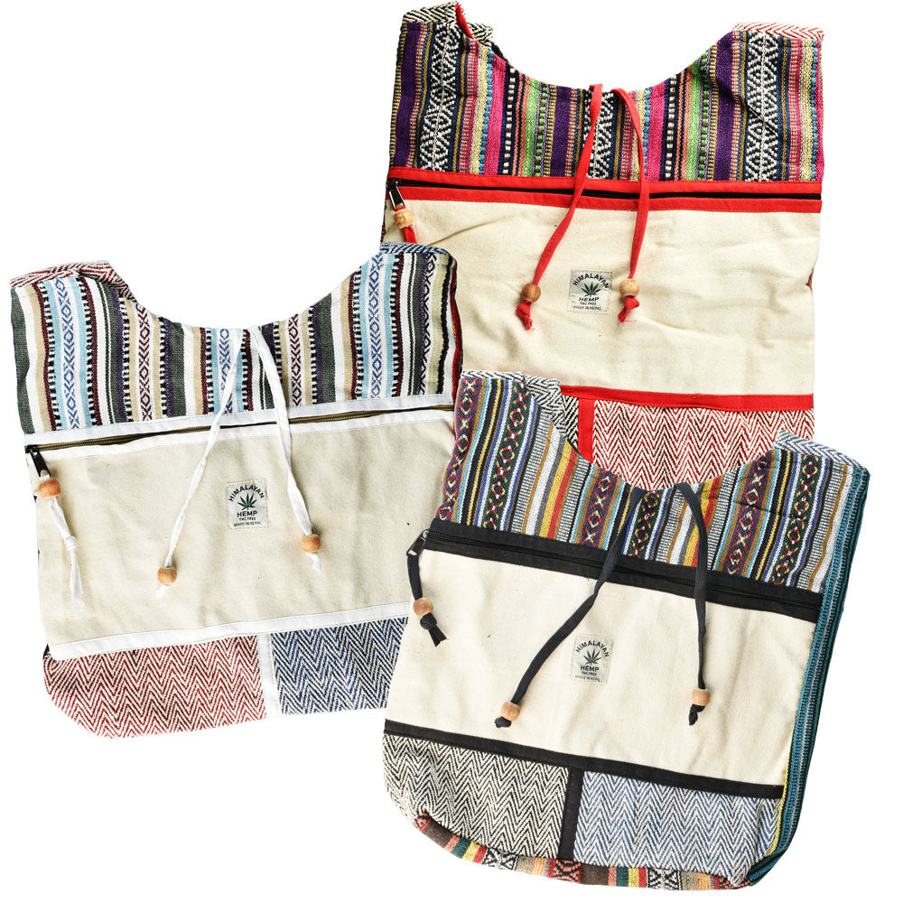 ThreadHeads Wooden Beads Hemp Sling Bag – 15″x15″/Colors Vary