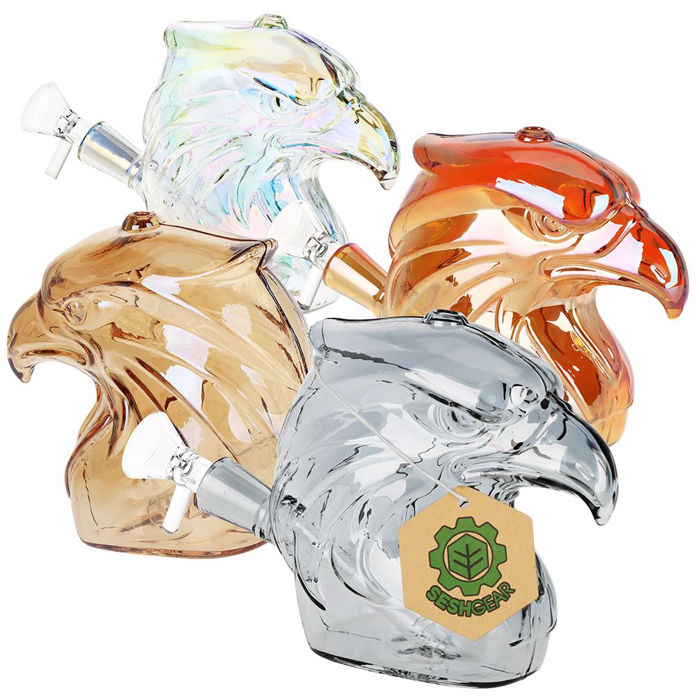 SeshGear Eagle Eye Electroplated Glass Water Pipe – 4.75″ / 14mm F / Colors Vary