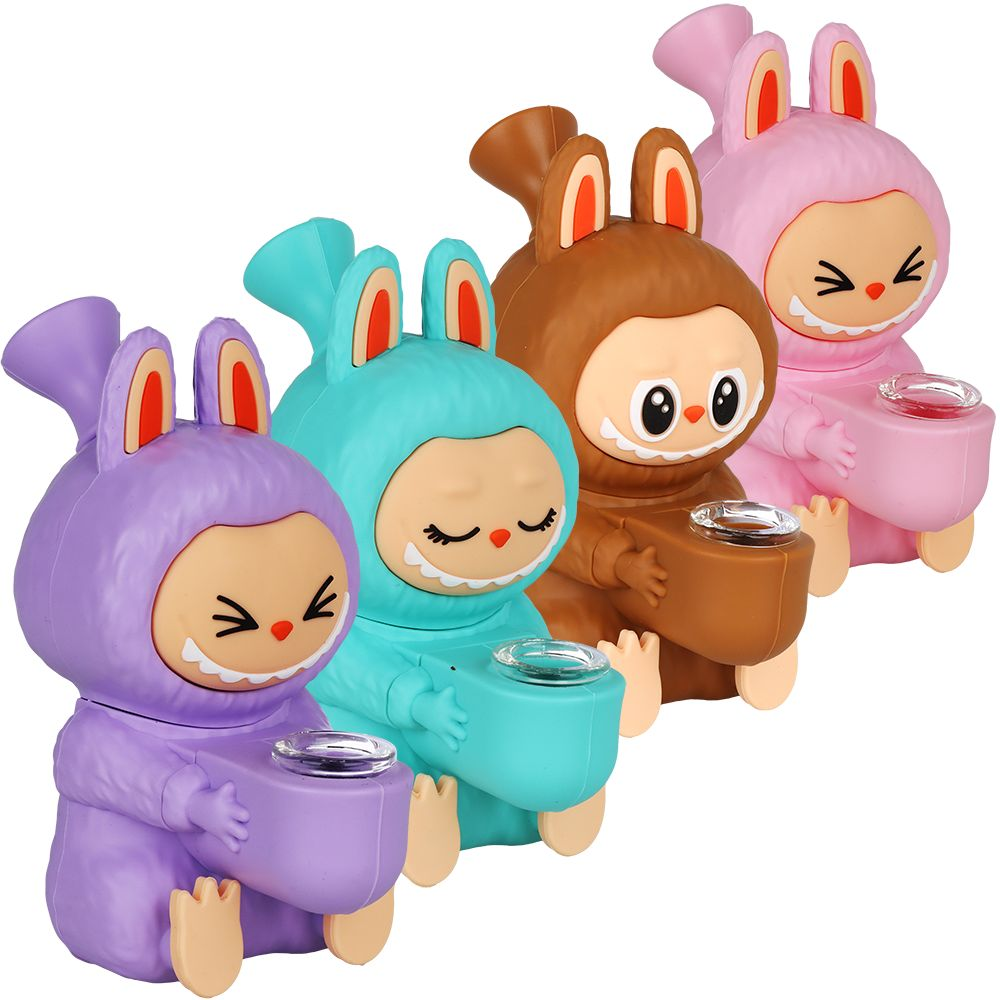 4CT BUNDLE – Funny Animal Silicone Water Pipe – 5.5″ / Assorted Colors