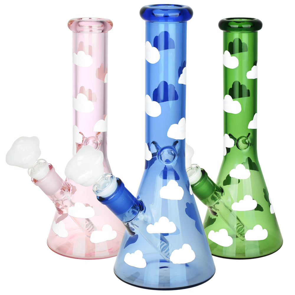 Up in the Clouds Beaker Water Pipe – 10″ / 14mm F / Colors Vary