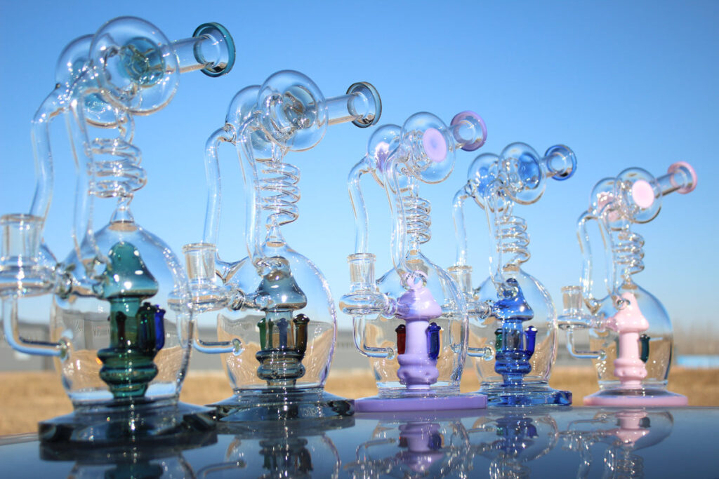 Spiral Mushroom Recycler Water Pipe w/ Circ Perc 11″