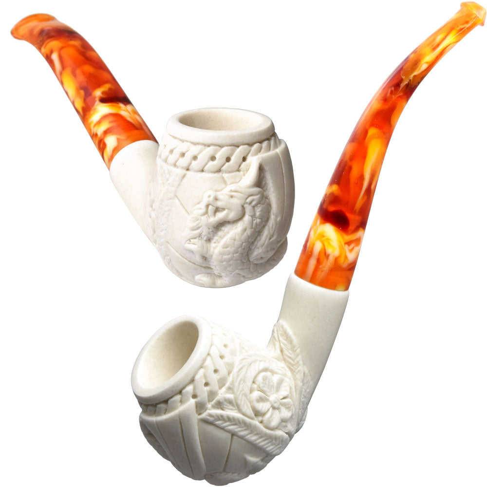 Standard Meerschaum Pipe – 5.5″ / Embossed Dragon