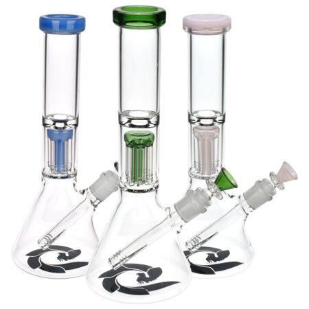 Glass House Flathead Perc Beaker – 12″ / 14mm F / Colors Vary