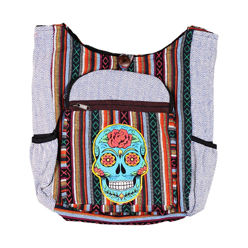 ThreadHeads Sugar Skull Aztec Patchwork Shoulder Sling Bag – 15″x14″