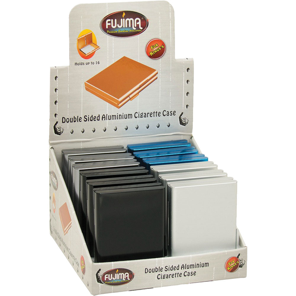 Fujima Double-Sided Aluminum Cig Case | King | Asst | 12pc Display
