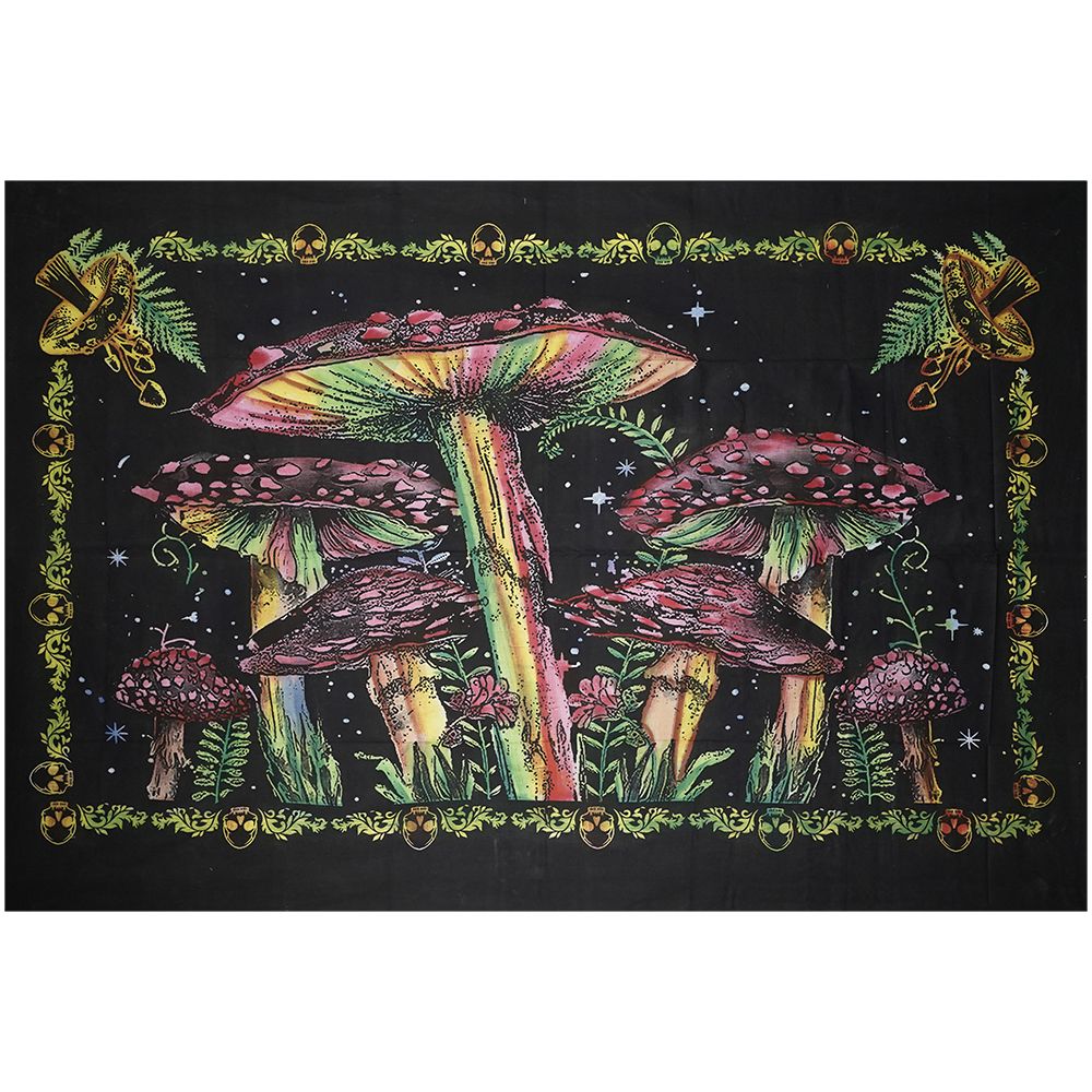 ThreadHeads Rainbow Mushroom Garden Tapestry – 83″x55″