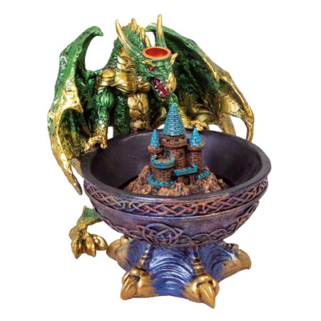 Invading Dragon Backflow Cone Burner & Ashtray w/LED - 8.25"