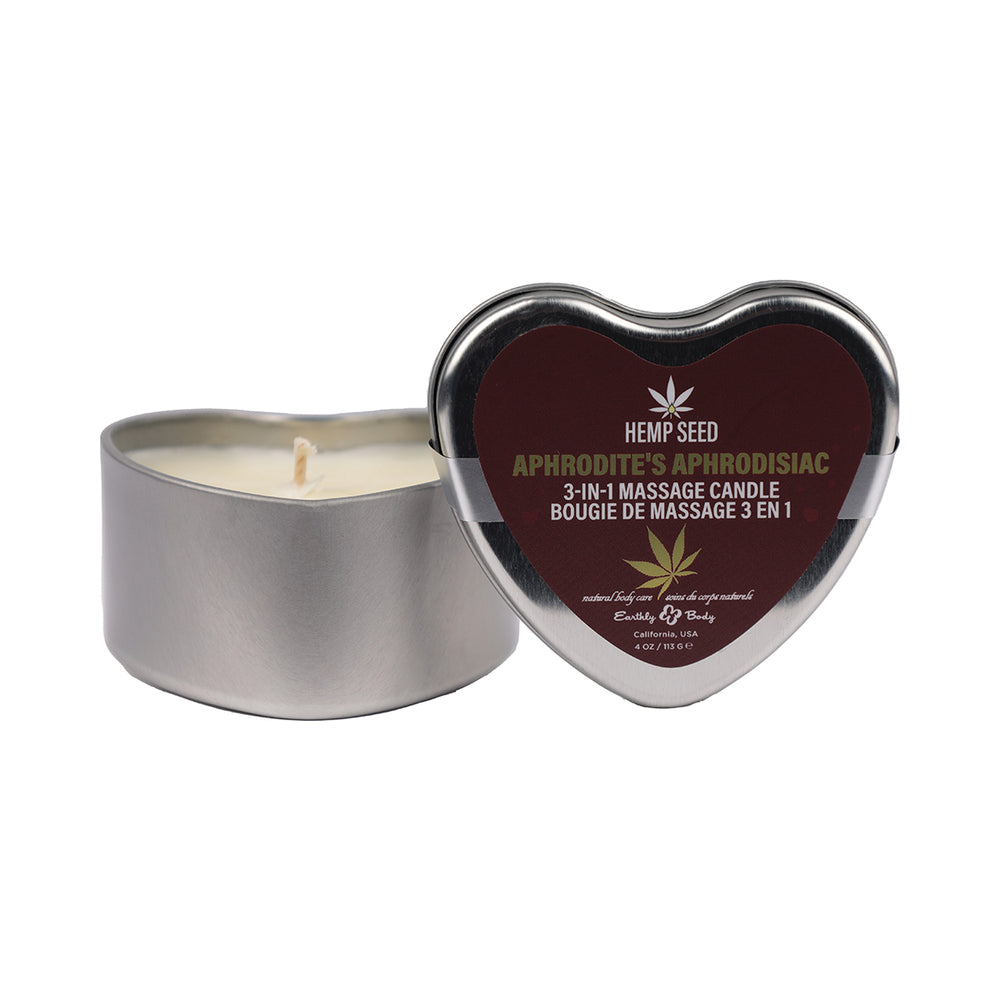 Earthly Body Hemp Seed 3-in-1 Valentines Day Candle Aphrodite’s Aphrodisiac 4 oz.