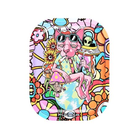 Pulsar Mini Metal Rolling Tray - Chill Cat / 7"x5.5"