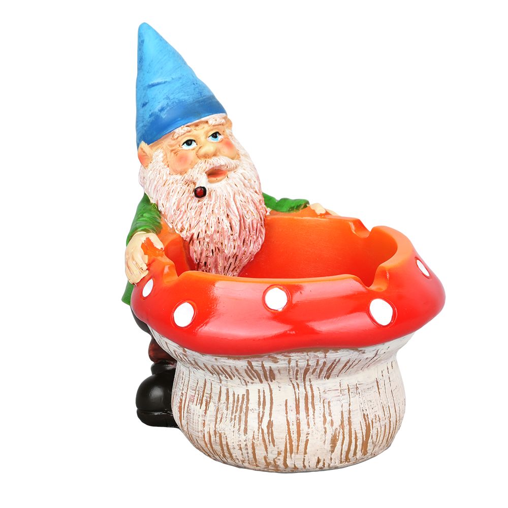 Smoking Gnome Mushroom Ceramic Ashtray – 3.5″