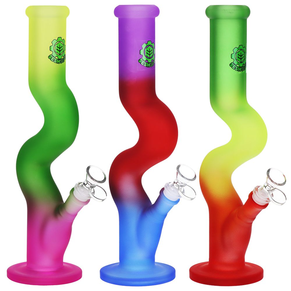 SeshGear Winding Path Ombre Glass Water Pipe – 12.75″ / 14mm F / Colors Vary