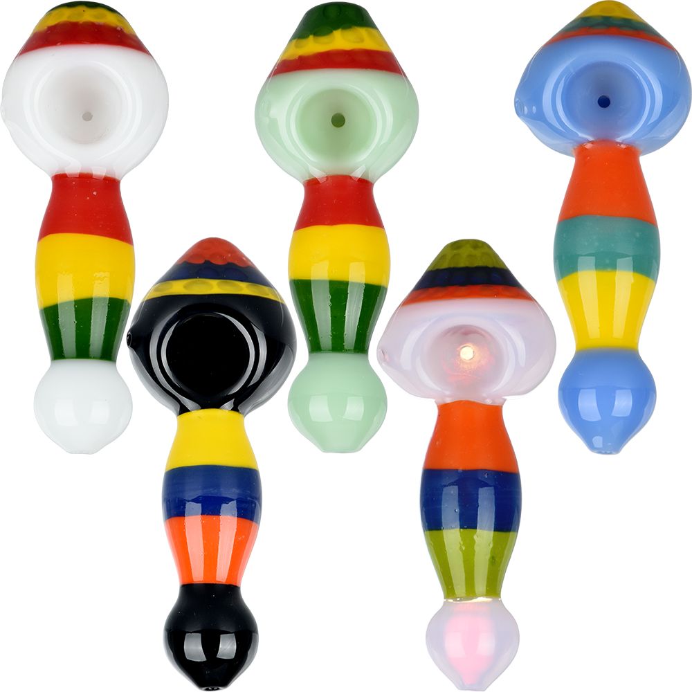 Striped Golf Ball Glass Hand Pipe – 5.25″ / 10CT