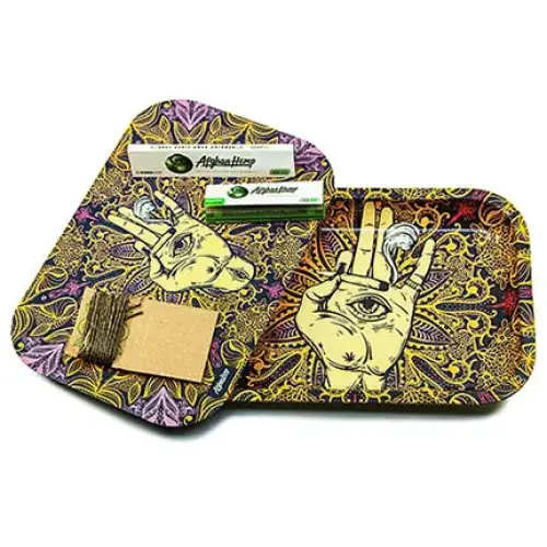 Afghan Hemp Metal Tray for Rolling and Organization - Image 17