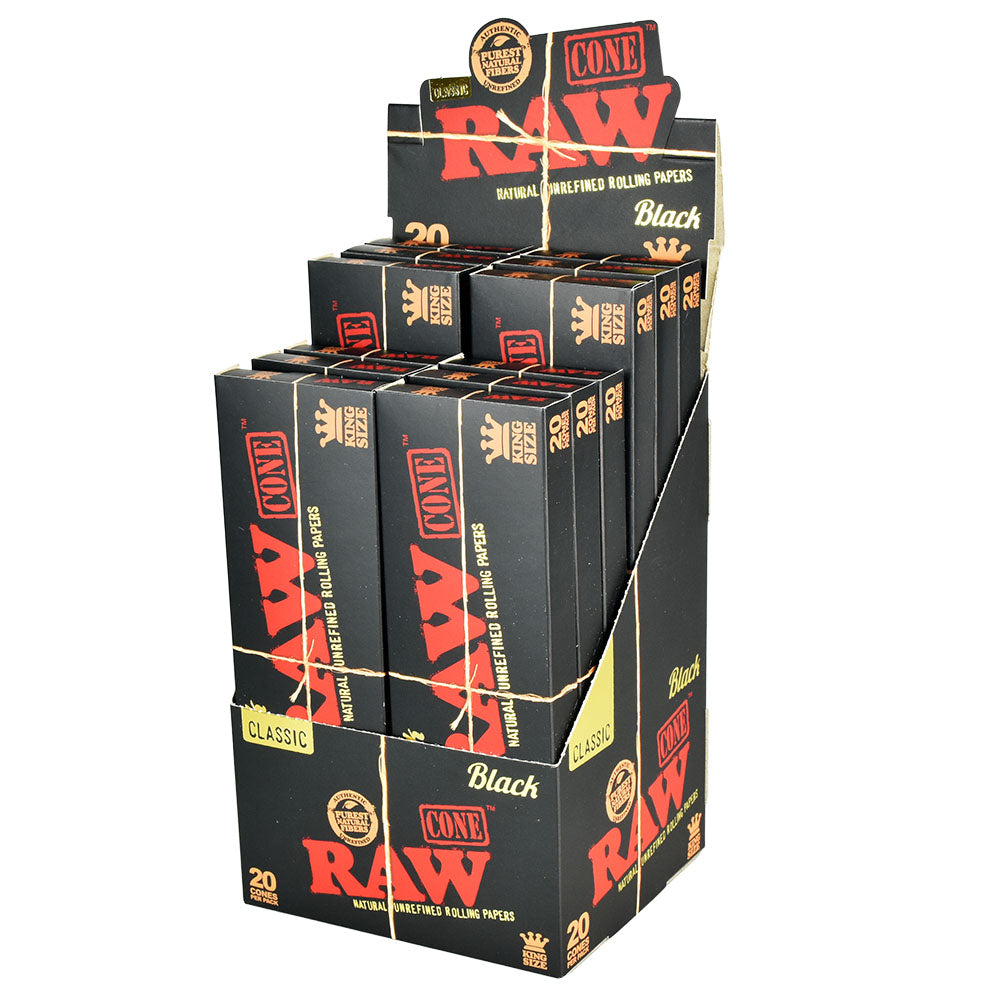 RAW Black Pre-Rolled Cones – 20pk/King Size – 12PC
