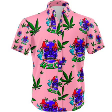 Pink Skull Leaf Graphic Tee