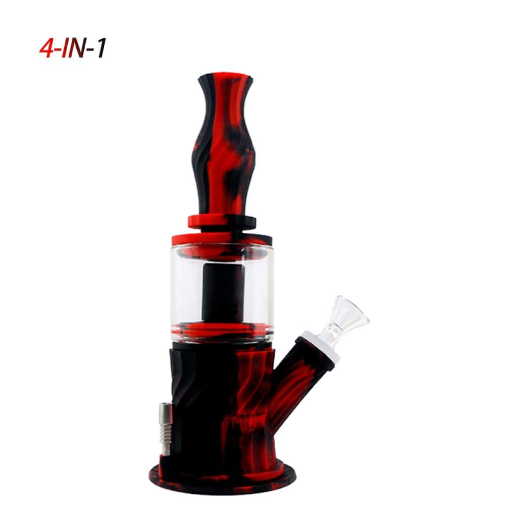 4-in-1 Silicone Glass Water Pipe with Double Percolator for Smooth Smoke - Image 2