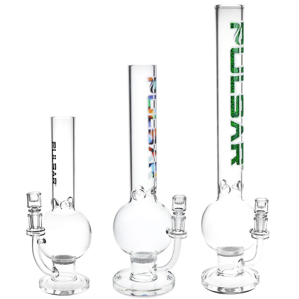 Pulsar Round Ball Glass Water Pipe – 12″ / 14mm F / Clear