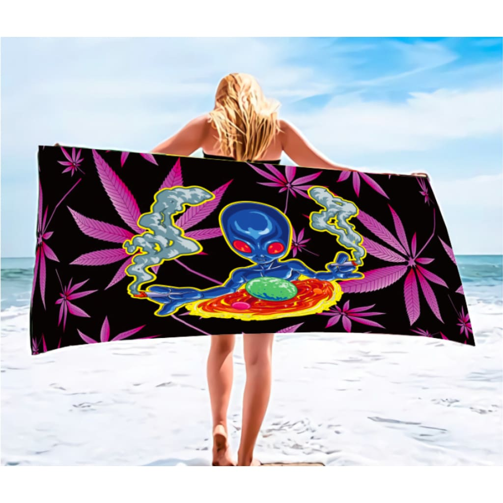 Alien Smoking Beach Towel with Extra-terrestrial Touch