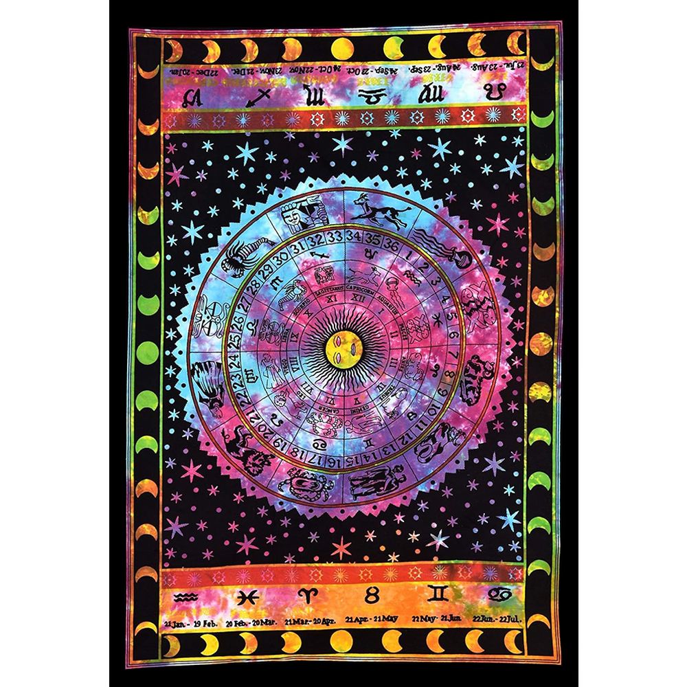 Tie Dye Zodiac Tapestry – 54″x 86″