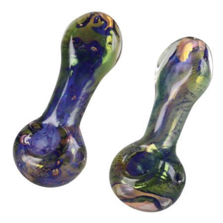 Spattered Fumed Spoon Pipe – Borosilicate Glass, 4 Inches, Color Varies