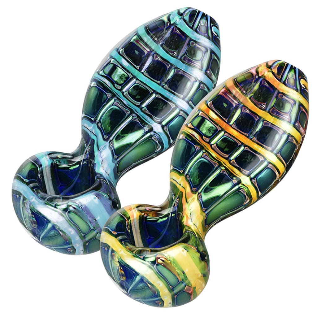 Iridescent Jewel Flat Neck Glass Pipe – Sturdy Borosilicate Design