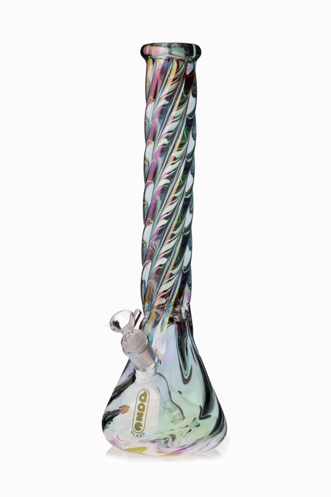 Daze Glass – 16 Inch Iridescent Spiral Glass Water Pipe