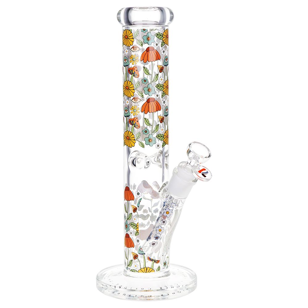Pulsar Design Series Straight Tube Glass Water Pipe – Flower Vision / 12″ / 14mm F