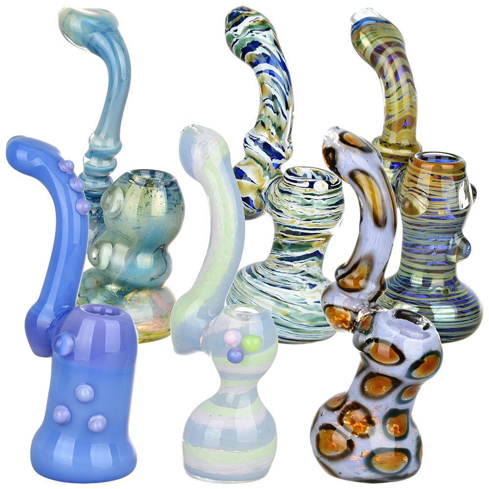 Bold Assortment Glass Sherlock Bubblers – 6.75″ – 8.75″ 6ct