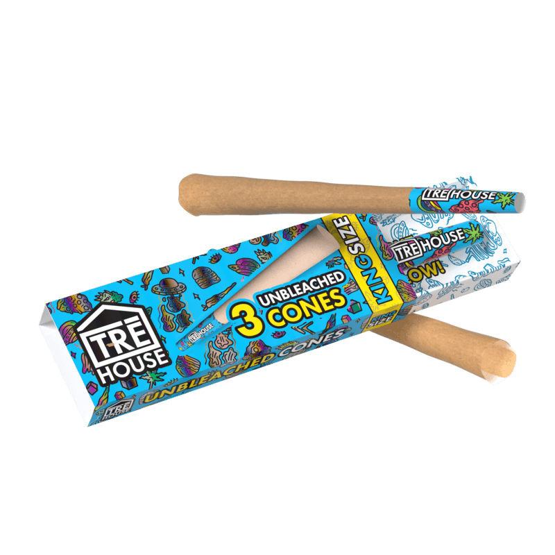 Pre Roll Cones – 3 Pack – King Size Slim – Unbleached – (24 Pack)