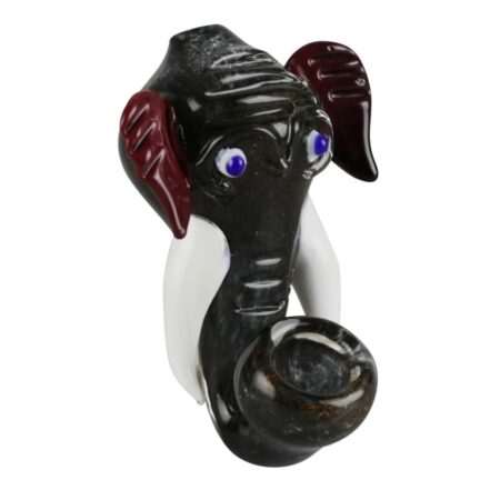 Elephant Head Fritted Sherlock Glass Pipe