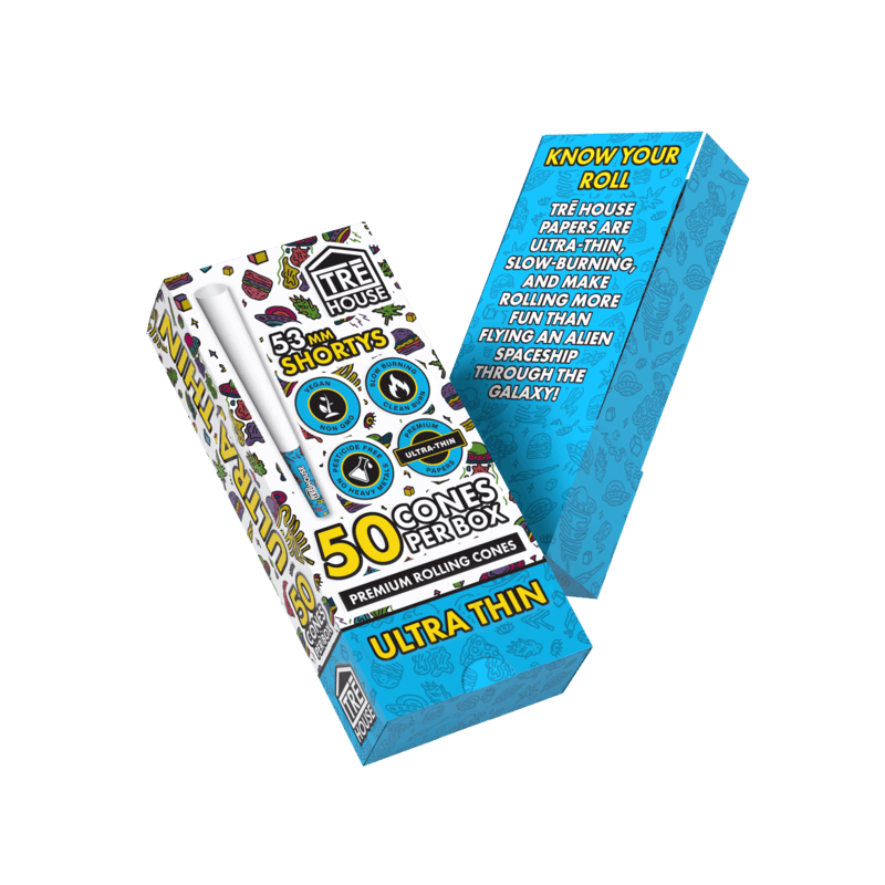 Pre Roll Cones – 50 Count – Shortys – Ultra Thin – (1 Pack)