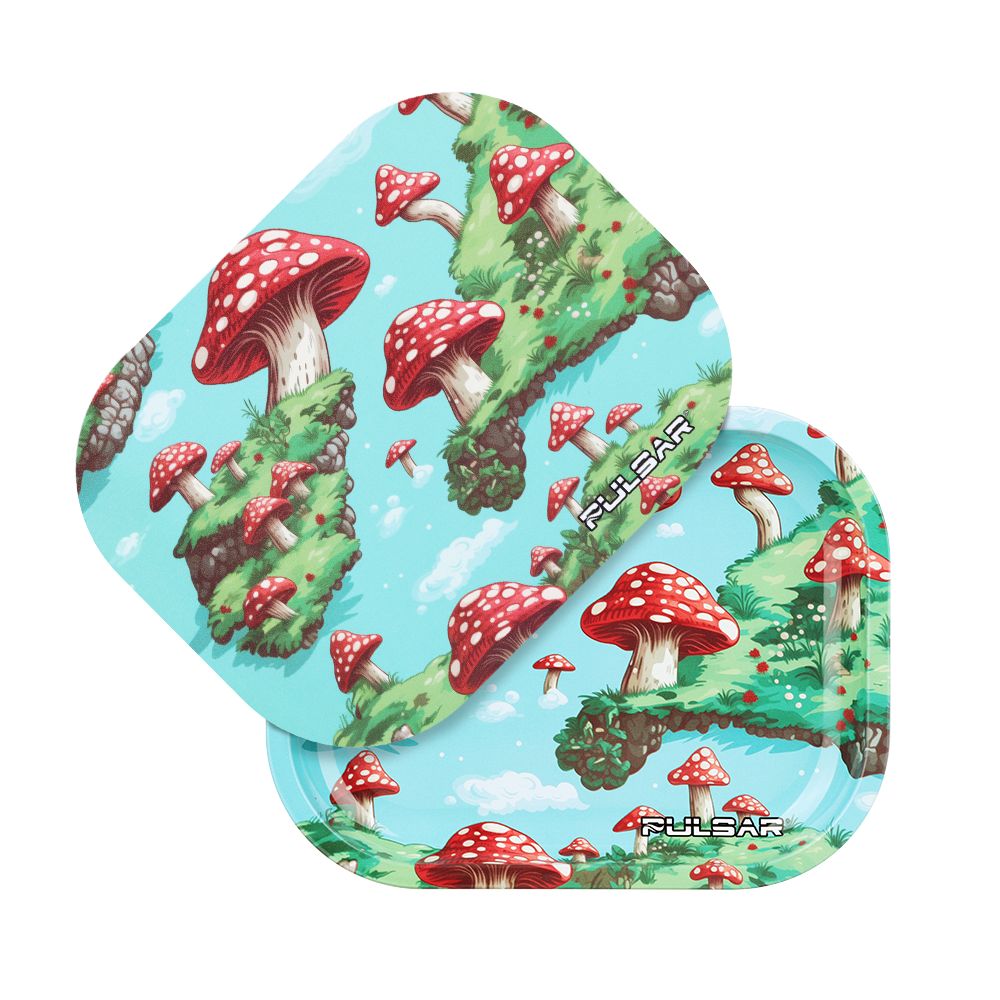 Pulsar Mini Rolling Tray & Lid Kit – Floating Mushrooms / 7″x5.5″
