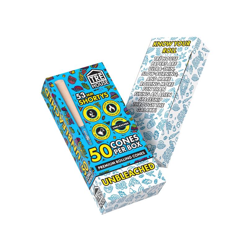Pre Roll Cones – 50 Count – Shortys – Unbleached – (36 x 1 Packs) 36pc MC